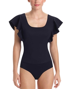 Боди с оборками черного цвета Commando