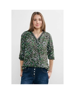 Блуза с короткими рукавами и эластичным поясом, хаки Cecil