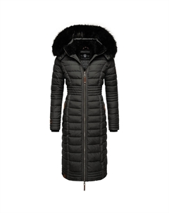 Зимнее пальто Наваху "Умай", длинное женское зимнее стеганое пальто с капюшоном из искусственного меха, серый Navahoo