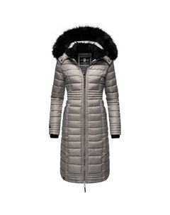 Зимнее пальто Наваху "Умай", длинное женское зимнее стеганое пальто с капюшоном из искусственного меха, цвет Kieselgrau Navahoo