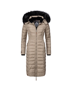 Зимнее пальто Наваху "Умай", длинное женское зимнее стеганое пальто с капюшоном из искусственного меха, коричневый Navahoo
