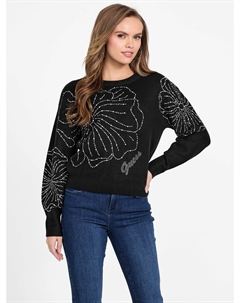 Украшенный цветочным узором свитер Juliana, черный Guess factory