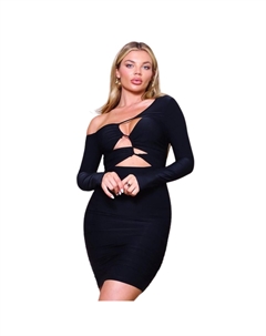 Мини-платье с длинными рукавами и вырезами по всей поверхности, черный Fashnzfab