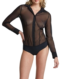 Боди на пуговицах из сетки черного цвета Commando