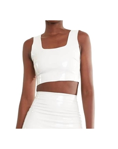 Укороченный топ из искусственной лакированной кожи белого цвета Commando