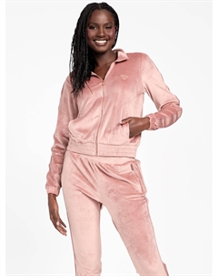 Велюровая куртка с логотипом и лентой Eco Janess, цвет roasted chestnut Guess factory