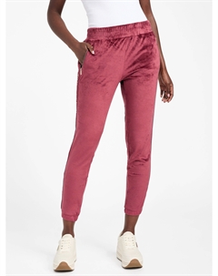 Велюровые спортивные брюки Eco Janess с логотипом и лентой, цвет mystic wine Guess factory