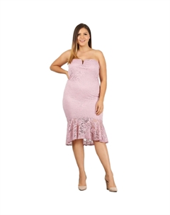 Платье-миди без бретелек, кружевное, большого размера, цвет mauve Fashnzfab