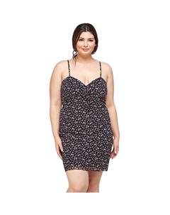 Платье-майка большого размера с мелким цветочным принтом на сетчатой ​​ткани, черный Fashnzfab