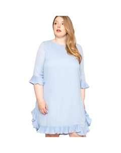 Мини-платье с плиссированными оборками, голубой Fashnzfab