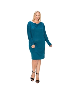 Платье с длинными рукавами и драпировкой на шее, цвет teal Fashnzfab