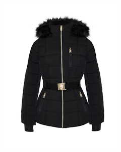 Женское черное эластичное пальто Scuba с поясом для активного отдыха Michael michael kors