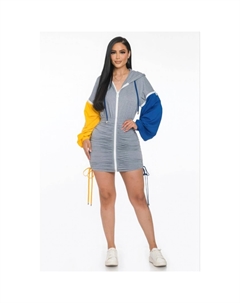 Мини-платье со съемной молнией, синий/желтый Fashnzfab