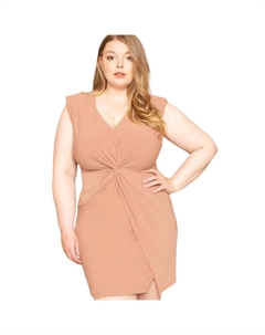 Мини-платье размера плюс с перекрученной талией, цвет mauve Fashnzfab