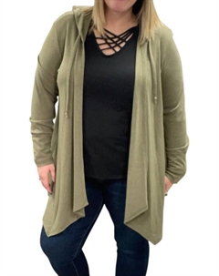 Кардиган с капюшоном и длинными рукавами в оливковом цвете Honeyme