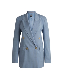 Пиджак прямого кроя из шерстяной ткани в клетку, цвет patterned Boss