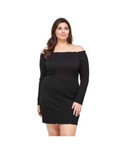 Платье с открытыми плечами и сборками, черный Fashnzfab