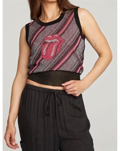 Rolling Stones Tongue Stripes Топ In Red Diagonal Stripes Chaser