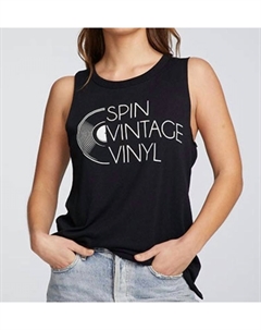 Майка Spin Vintage Vinyl Muscle Tank в истинно черном цвете Chaser