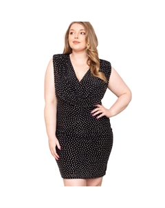 Мини-платье с прозрачными стразами, черный Fashnzfab