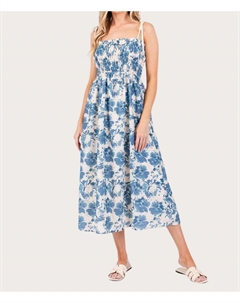 Сарафан миди с цветочным принтом синего цвета Geegee