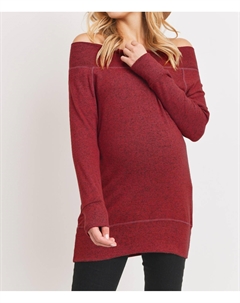 Туника для беременных с длинными рукавами из искусственного шелка Hacci Brushed красного цвета Hello miz