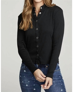 Футболка с длинным рукавом и застежкой-кнопкой спереди, воротник-стойка, черный цвет Chaser