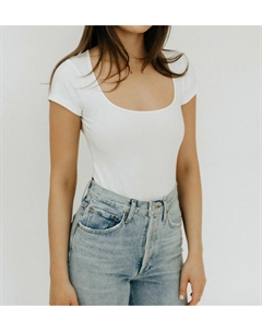 Боди с квадратным вырезом белого цвета Redone