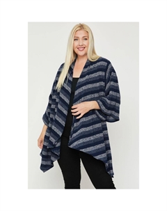 Полосатый кардиган в стиле кимоно, темно-синий Fashnzfab