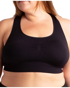 Бесшовный спортивный бюстгальтер больших размеров черного цвета On the plus side