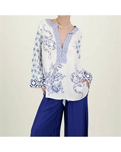 Туника Амальфи белого/синего цвета Me369