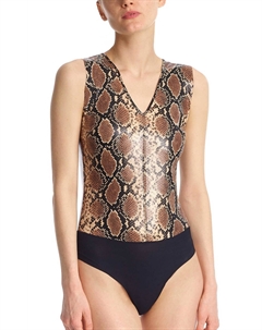 Боди из искусственной кожи с V-образным вырезом и принтом змеи, цвет snake Commando