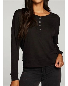 Футболка-хенли с длинными рукавами и манжетами, цвет True Black Chaser