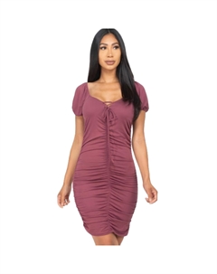 Мини-платье со шнуровкой спереди и сборками, цвет nocturne Fashnzfab