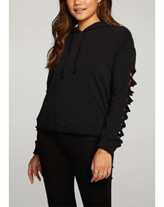 Толстовка с капюшоном из хлопкового флиса с длинными рукавами и вентиляцией, цвет True Black Chaser