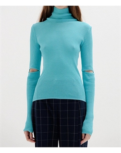 Трикотажный пуловер Solly Ribbed Knit в небесно-голубом цвете Eenk