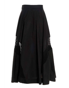 Женская юбка макси с высокой талией и вырезами черного цвета Msgm