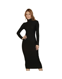 Платье-футляр миди с длинными рукавами и воротником-стойкой, черный Fashnzfab