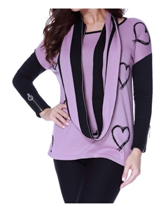 Пуловер Hearts с шарфом Infinity в розовом цвете Angel