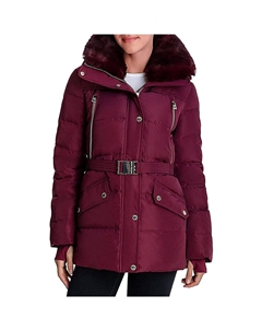 Michael Kors Женский пуховик средней длины-Темно-рубиновый, красный Michael michael kors