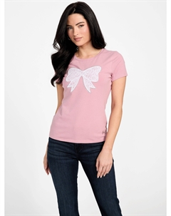 Футболка с кружевом Eco Melany и бантом, цвет dusty phard Guess factory