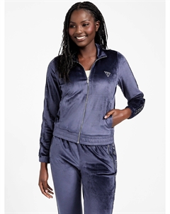 Велюровая куртка с логотипом и лентой Eco Janess, цвет nocturnal navy Guess factory