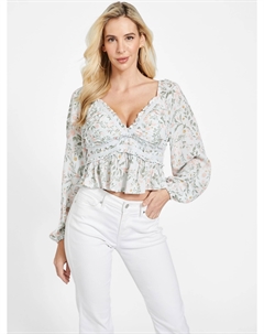 Топ с цветочной баской Luna, цвет tropical peach multi Guess factory