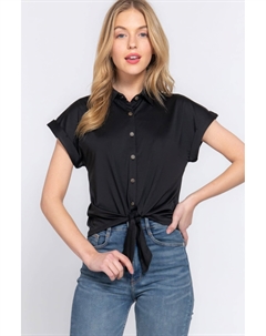 Короткий топ Slv Front Tie Stretch Ity, черный Fashnzfab
