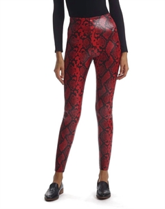 Леггинсы из искусственной кожи с анималистичным принтом в цвете «красная змея» Commando
