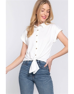 Короткий топ Slv Front Tie Stretch Ity, белый Fashnzfab