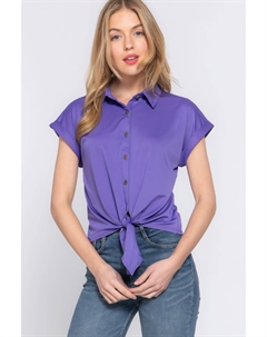 Короткий топ Slv Front Tie Stretch Ity, фиолетовый Fashnzfab