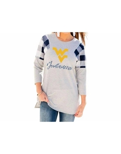 Туника Get In Check Университета Западной Вирджинии серого/темно-синего цвета Gameday couture