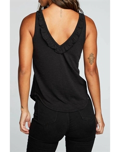 Майка с глубокими оборками и V-образным вырезом на спине цвета True Black Chaser