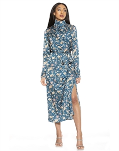 Платье миди с воротником-стойкой, цвет green floral Alexia admor